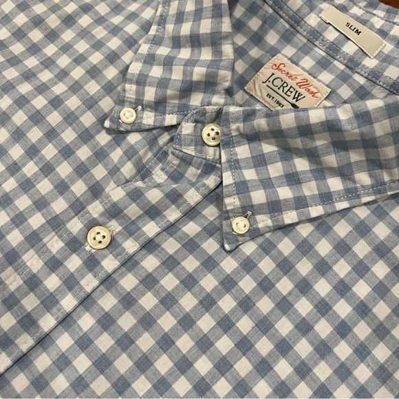 J. Crew Other - J.Crew Men’s Secret Wash Slim Fit Cotton Poplin Shirt Blue Plaid XL Preppy